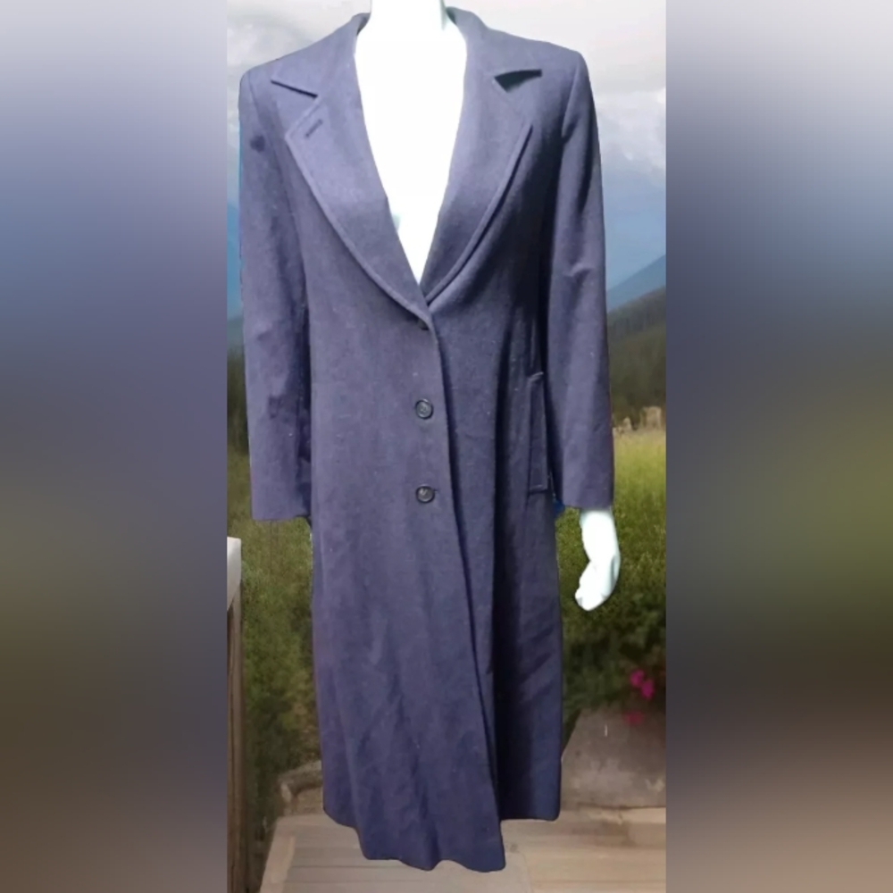 Women's Pendleton Virgin Wool Trench Coat Size 12 Purple with Pockets & Belt USA